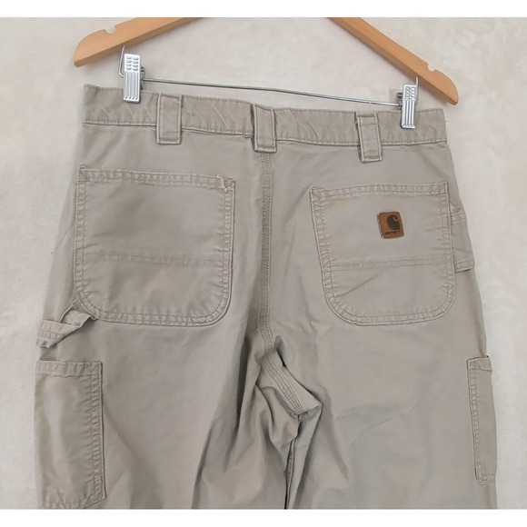 Carhartt Carpenter Pants Mens 34x32 Tan B151 Dungaree Fit Utility Work Cotton - Picture 4 of 14